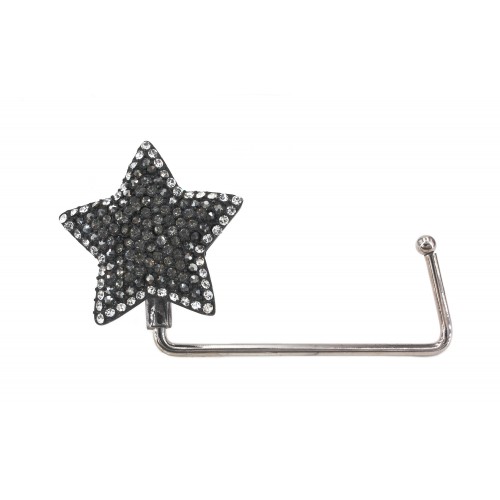 Bag Hanger - Rhinestone Star - Black - BH-GB1291BD
